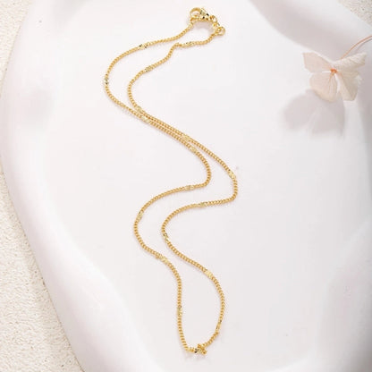 Sweet Water Droplets Heart Shape Gold Plated Artificial Crystal Copper Necklace
