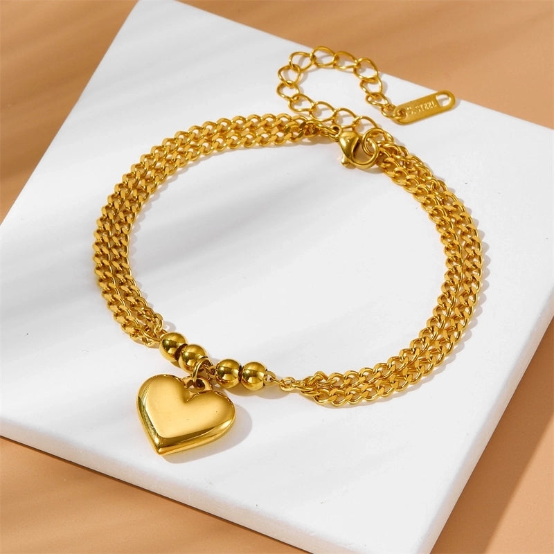 Minimalist Classic Style Heart Shape 304 Stainless Steel Stainless Steel Bracelets In Bulk