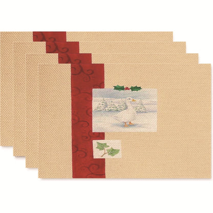 Christmas Nordic Style Christmas Tree Bow Knot Snowflake Linen Cotton And Linen Placemat