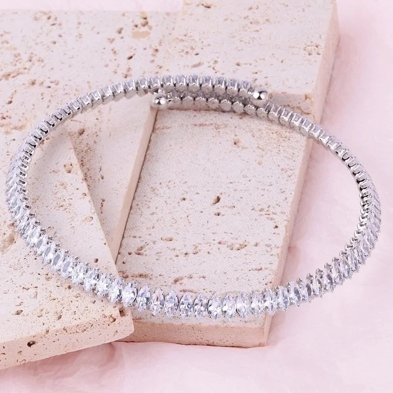 Minimalist Round Copper Inlay Zircon Bracelets Necklace