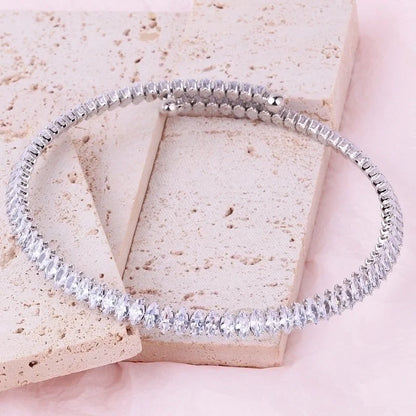 Minimalist Round Copper Inlay Zircon Bracelets Necklace