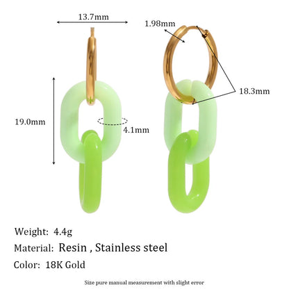 Fashion Ellipse Circle Geometric Acrylic 18K Gold Plated Earrings