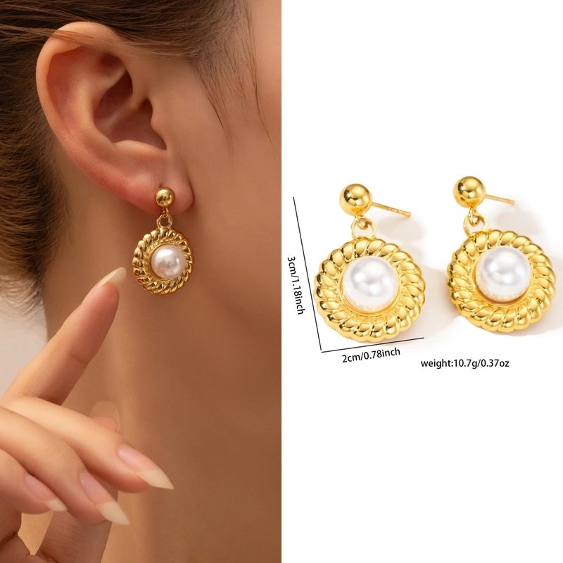 1 Pair Retro Minimalist Geometric Plating Titanium Steel Drop Earrings Ear Studs