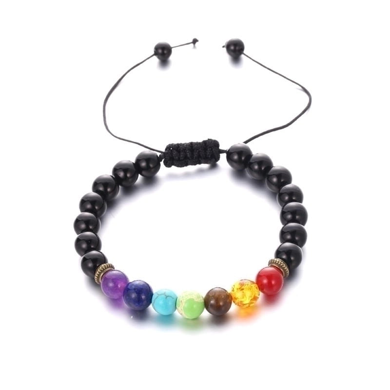 Minimalist Round Alloy Natural Stone Polyester Woven Chain Bracelets In Bulk