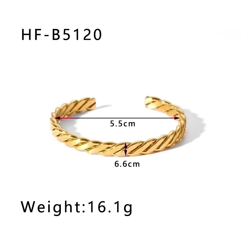 Minimalist Round Stainless Steel 18K Gold Plated Zircon Bangle In Bulk