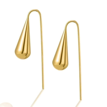 1 Pair Minimalist Solid Color Plating 304 Stainless Steel 18K Gold Plated Drop Earrings