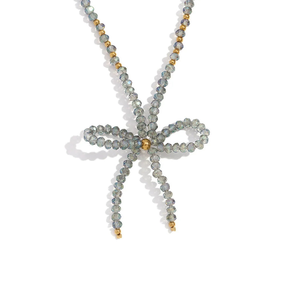 Fashion Bowknot Geometric Stainless Steel Electroplating Necklaces