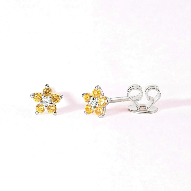 1 Pair Minimalist Flower Plating Inlay Copper Zircon White Gold Plated Gold Plated Ear Studs