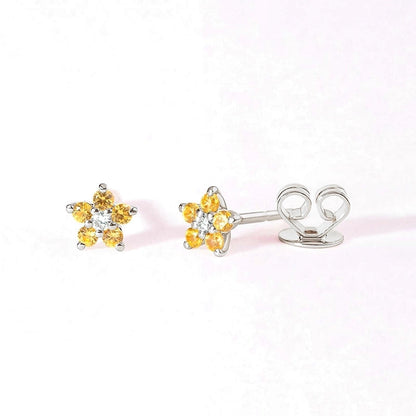 1 Pair Minimalist Flower Plating Inlay Copper Zircon White Gold Plated Gold Plated Ear Studs