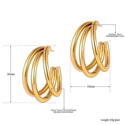 1 Pair Fashion C Shape Plating 201 Stainless Steel 18K Gold Plated Ear Studs