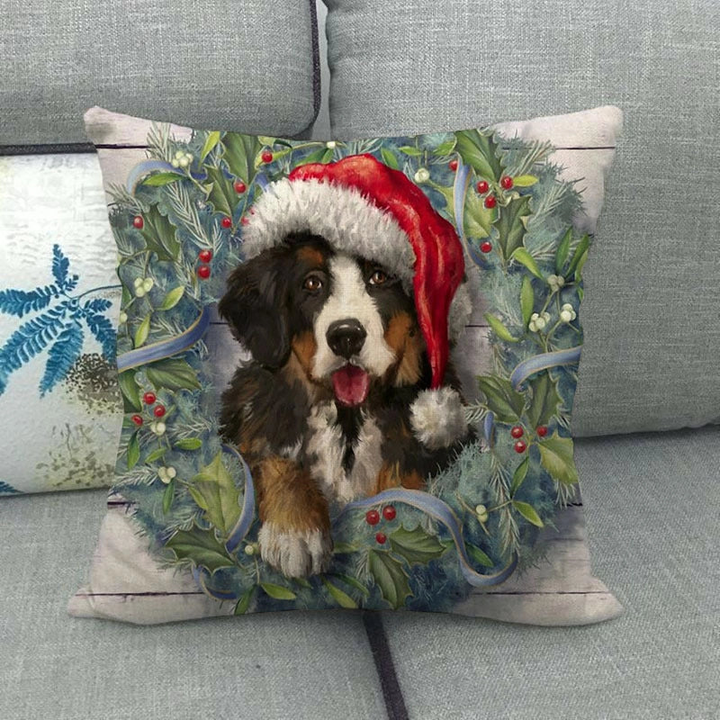 Christmas Nordic Style Modern Style Classic Style Christmas Tree Santa Claus Dog Linen Pillow Cases Couch & Sofa Decor