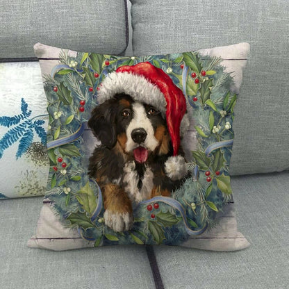 Christmas Nordic Style Modern Style Classic Style Christmas Tree Santa Claus Dog Linen Pillow Cases Couch & Sofa Decor