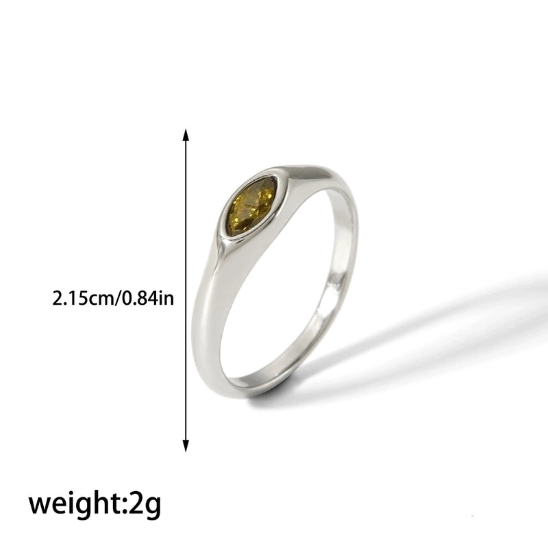 304 Stainless Steel Casual Korean Style Plating Inlay Round Zircon Rings