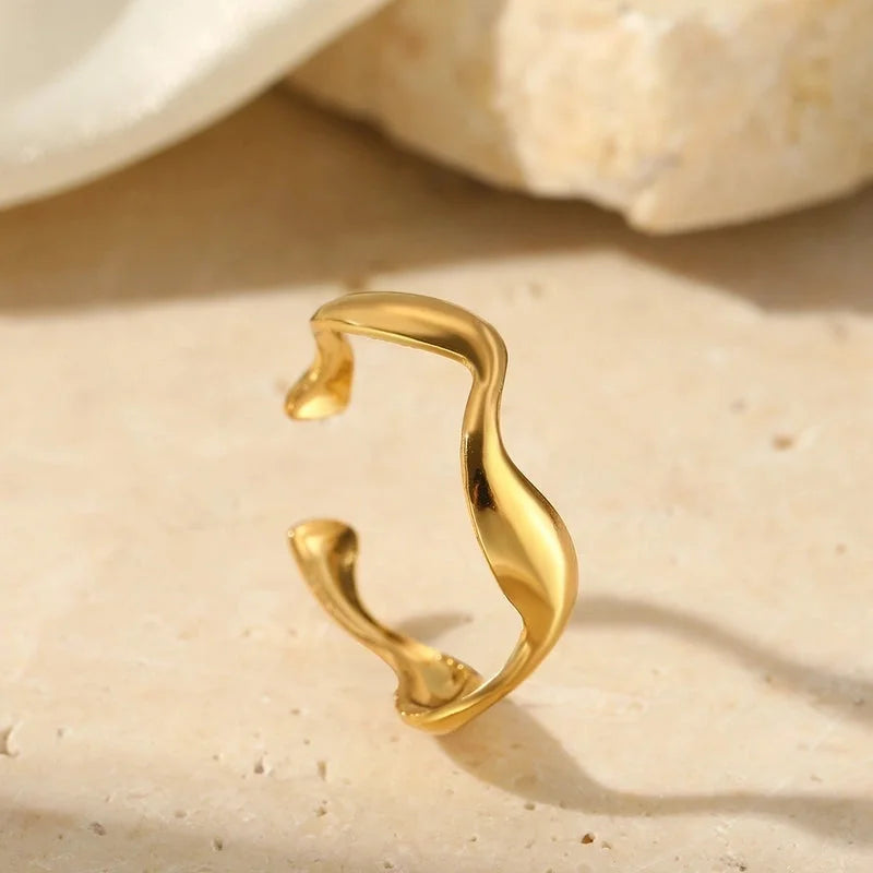 Minimalist Classic Style Solid Color 304 Stainless Steel Plating Rings