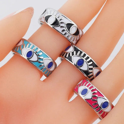 Fashion Devil\'s Eye Copper Open Ring Inlay Resin Copper Rings