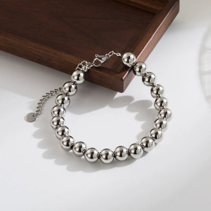 IG Style Basic Round 304 Stainless Steel 18K Gold Plated Beaded Plating Stainless Steel Jewelry Sets