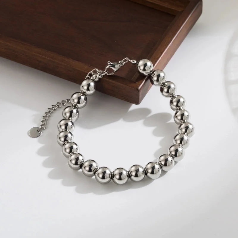 IG Style Basic Round 304 Stainless Steel 18K Gold Plated Beaded Plating Stainless Steel Jewelry Sets