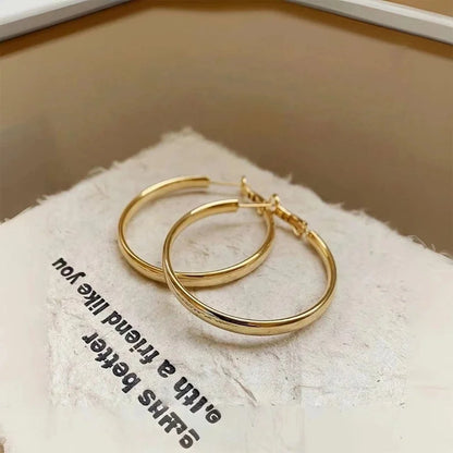 1 Pair Minimalist Round 304 Stainless Steel 18K Gold Plated Earrings