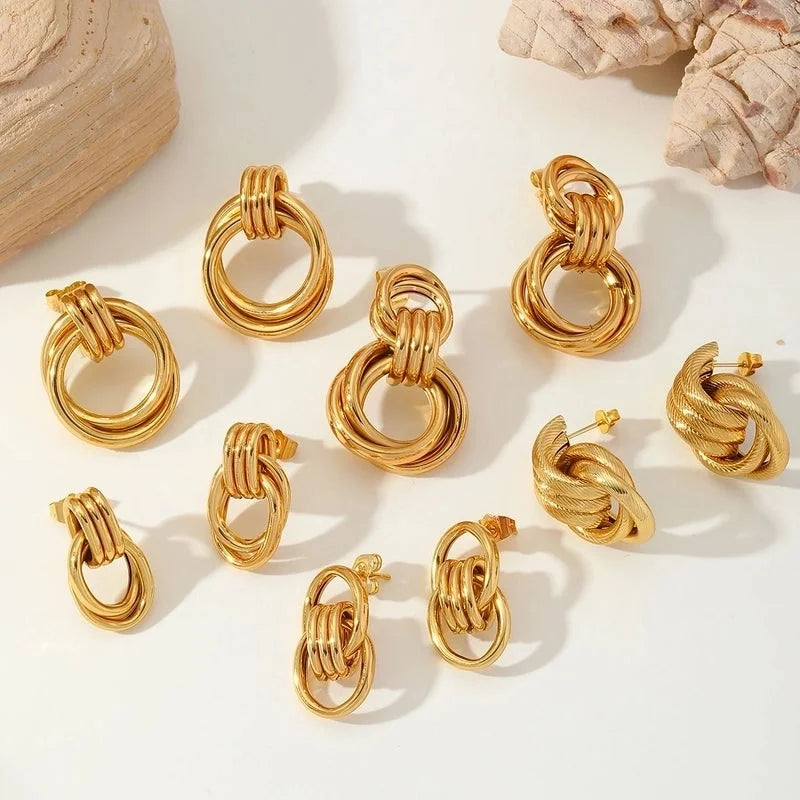 1 Pair Basic Minimalist Geometric 304 Stainless Steel 18K Gold Plated Ear Studs