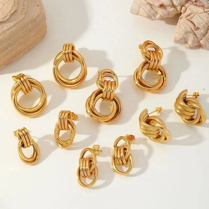 1 Pair Basic Minimalist Geometric 304 Stainless Steel 18K Gold Plated Ear Studs