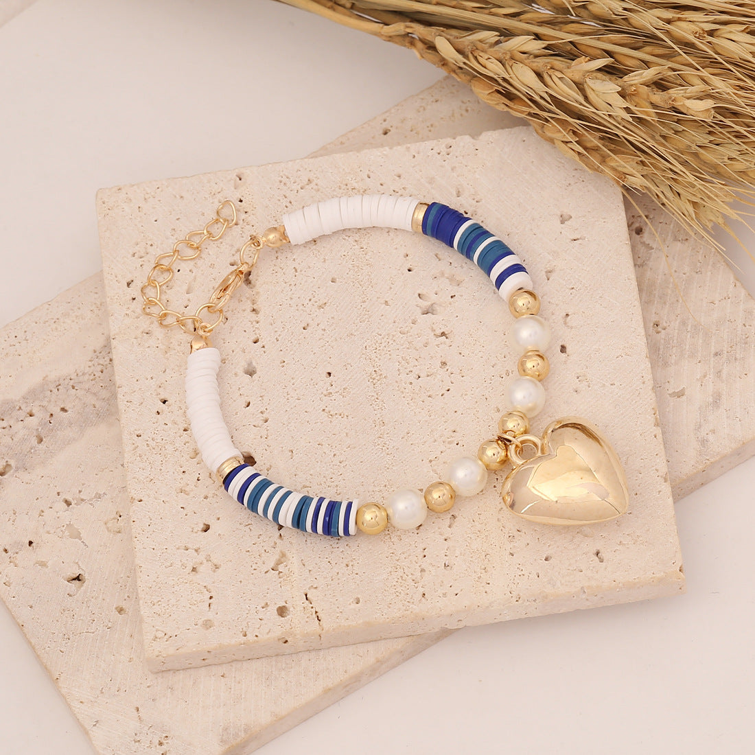 Women Fashion Heart Polymer Clay Handmade Bracelets