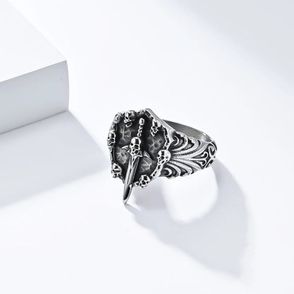 Jewelry Chinoiserie Coconut Tree Solid Color Skull 304 Stainless Steel 18K Gold Plated Rings