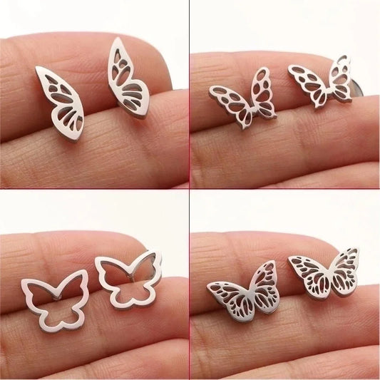 1 Pair Lady Butterfly Plating 304 Stainless Steel 18K Gold Plated Ear Studs