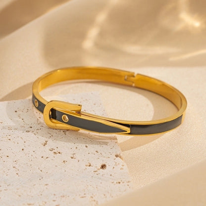 Minimalist Round Titanium Steel 18K Gold Plated Bangle In Bulk Stainless Steel Bracelets