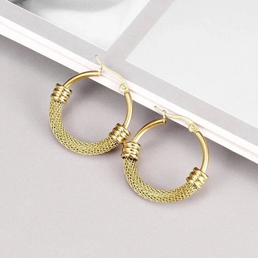 1 Pair Fashion Round Plating 201 Stainless Steel 18K Gold Plated Hoop Earrings