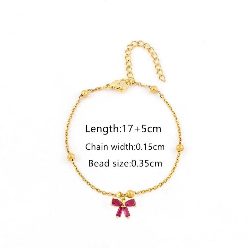 Elegant Minimalist Classic Style Bow Knot 201 Stainless Steel Artificial Crystal Cross Bead Necklace Bracelets In Bulk