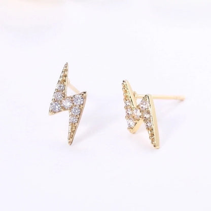 Simple Mini Lightning Zircon Female Simple Stud Copper Earrings
