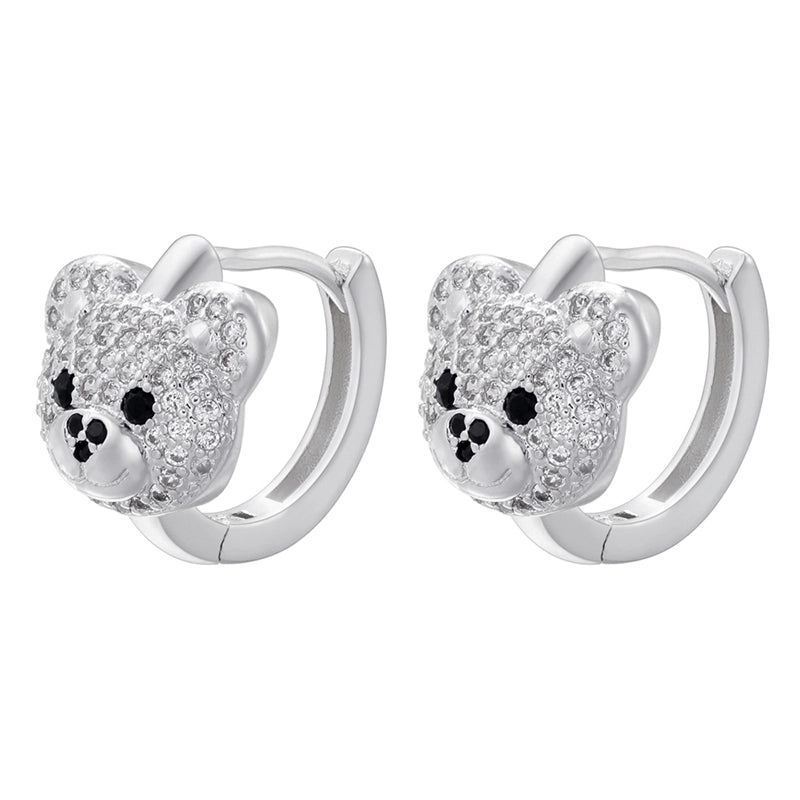 2 Pieces Elegant Shiny Bear Plating Inlay Copper Zircon 18k Gold Plated Earrings