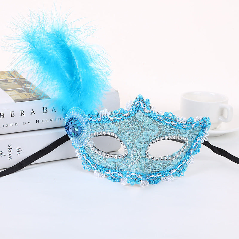 Venice Little Hat With Side Feather Mask Little Princess Beauty Mask Festival Party Stage Performance