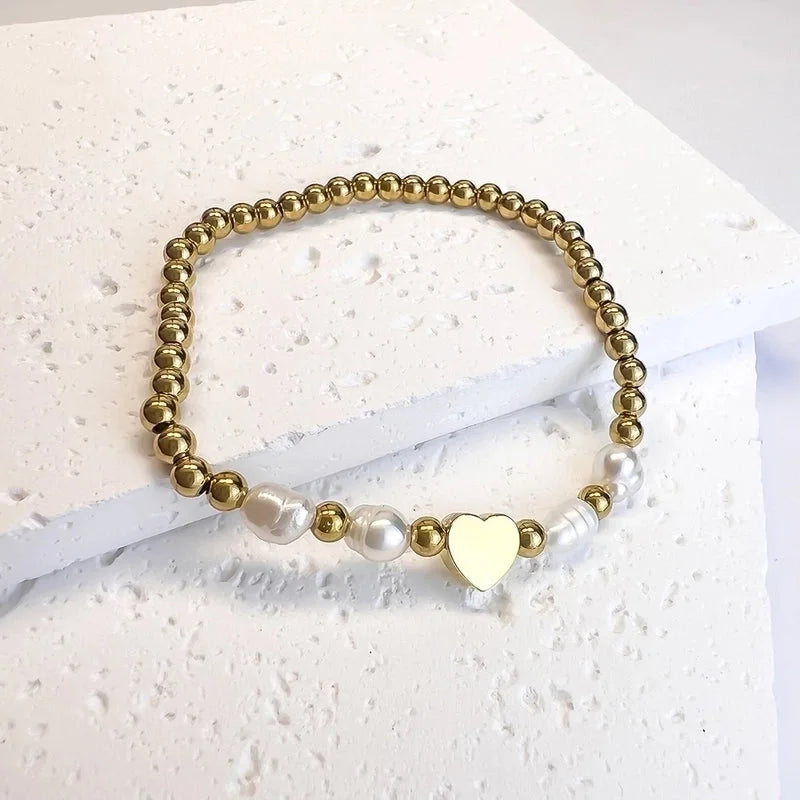 Sweet Star Heart Shape Butterfly Stainless Steel Beaded Plating Bracelets