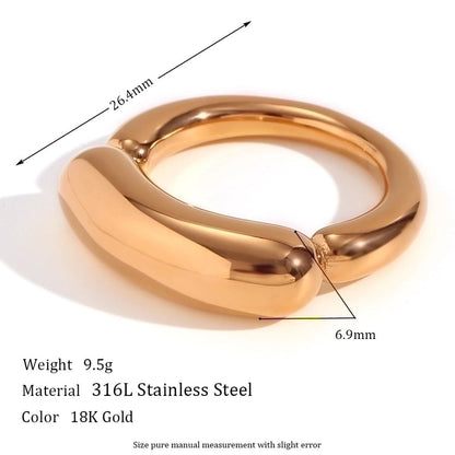 Basic Minimalist Classic Style Solid Color 304 Stainless Steel 18K Gold Plated Plating Rings