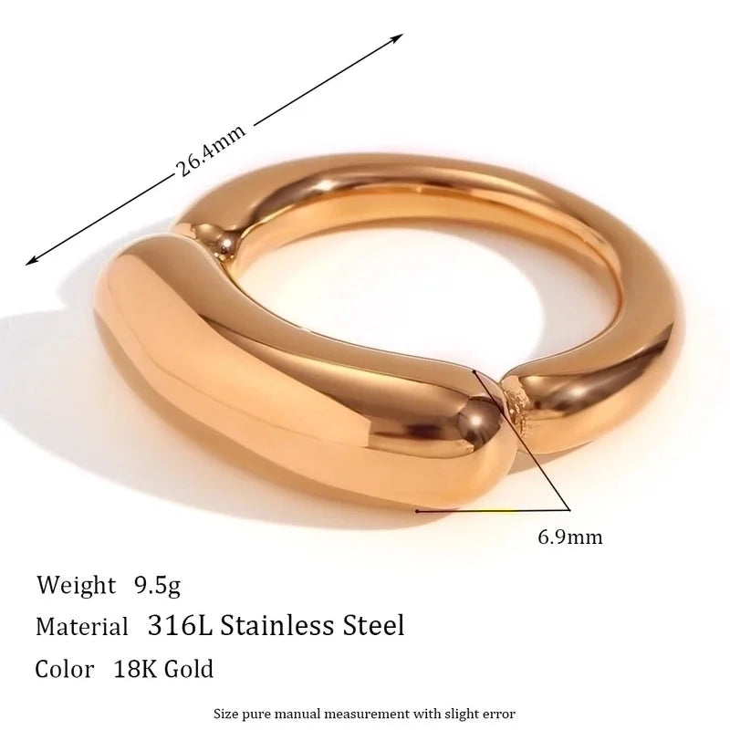 Basic Minimalist Classic Style Solid Color 304 Stainless Steel 18K Gold Plated Plating Rings