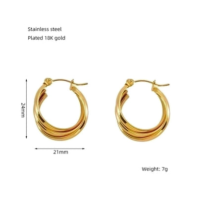 1 Pair Elegant U Shape Plating Stainless Steel Titanium Steel 18K Gold Plated Earrings