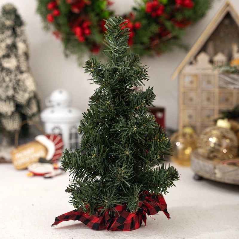 Christmas Cute Christmas Tree Plaid PVC Holiday Family Gathering Party Ornaments Decorations Table Decoration