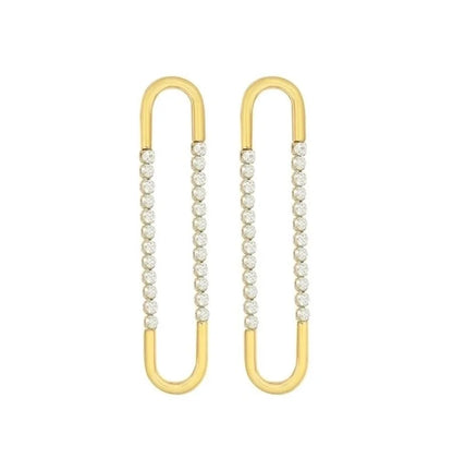 1 Pair Elegant Geometric Plating 304 Stainless Steel Zircon 18K Gold Plated Drop Earrings