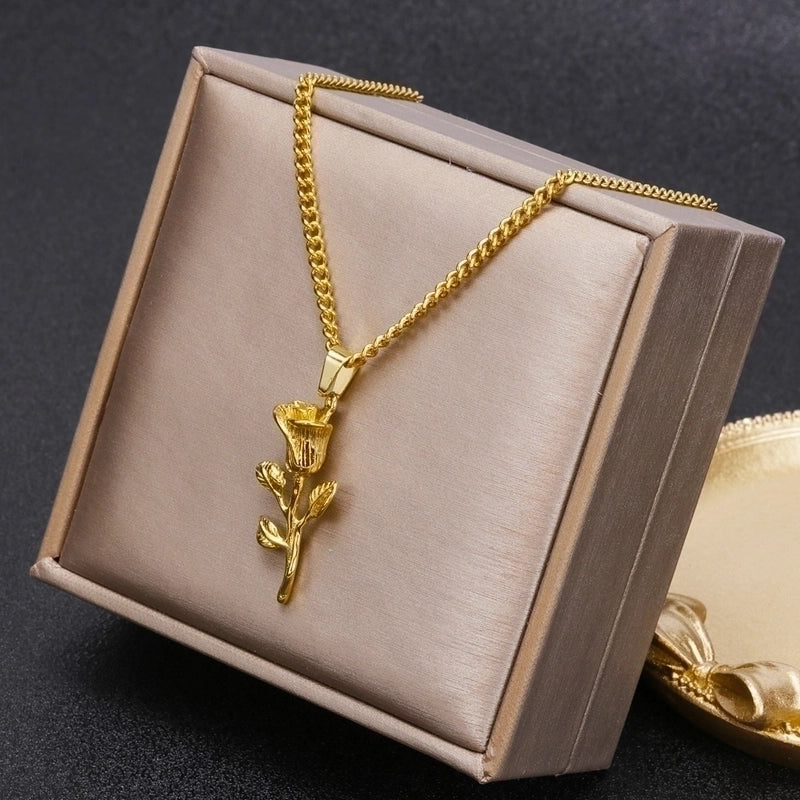 Minimalist Rose Stainless Steel Titanium Steel Plating Pendant Necklace 1 Piece