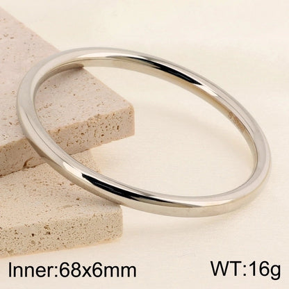 Minimalist Round 304 Stainless Steel 18K Gold Plated Bangle In Bulk