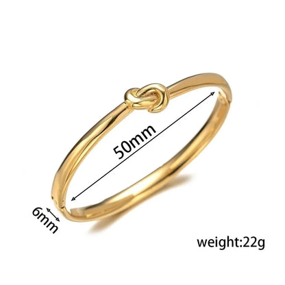 Minimalist Knot Titanium Steel 18K Gold Plated Bangle In Bulk Stainless Steel Bracelets