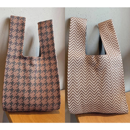 Vest Bag Vest Bag Cute Panda Large Knitted Shoulder Handbag Hand Bag Commuter Large Capacity Wrist Bag