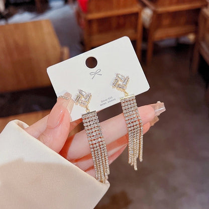 Fashion Heart Shape Bow Knot Copper Inlay Zircon Drop Earrings 1 Pair