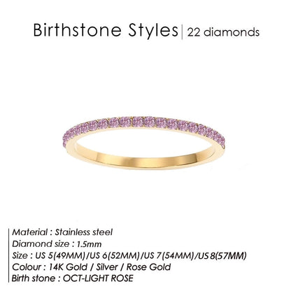 316 Stainless Steel Shiny Inlay Geometric Rhinestones Rings