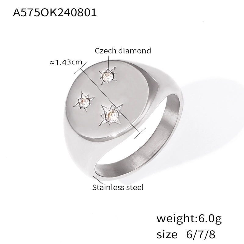 Elegant Modern Style Minimalist Geometric 304 Stainless Steel Plating Rhinestones 18K Gold Plated Women's Rings