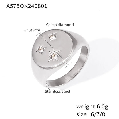 Elegant Modern Style Minimalist Geometric 304 Stainless Steel Plating Rhinestones 18K Gold Plated Women's Rings