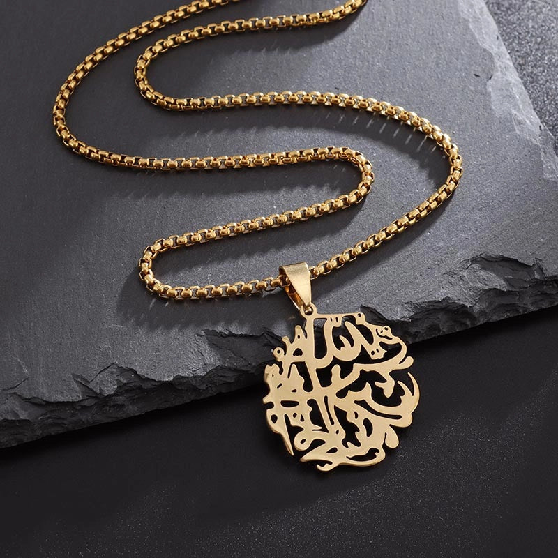 Hip-Hop Retro Geometric Life Tree Titanium Steel Plating Unisex Pendant Necklace