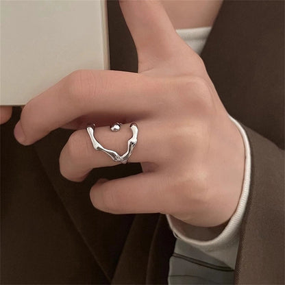 Copper Enamel Inlay Waves Heart Shape Butterfly Shell Zircon Open Rings