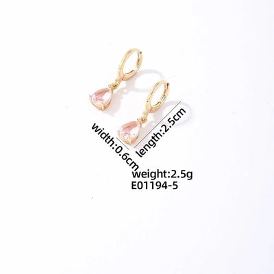 1 Pair Casual Vintage Style Minimalist Water Droplets Plating Inlay Stainless Steel Zircon White Gold Plated Gold Plated Drop Earrings